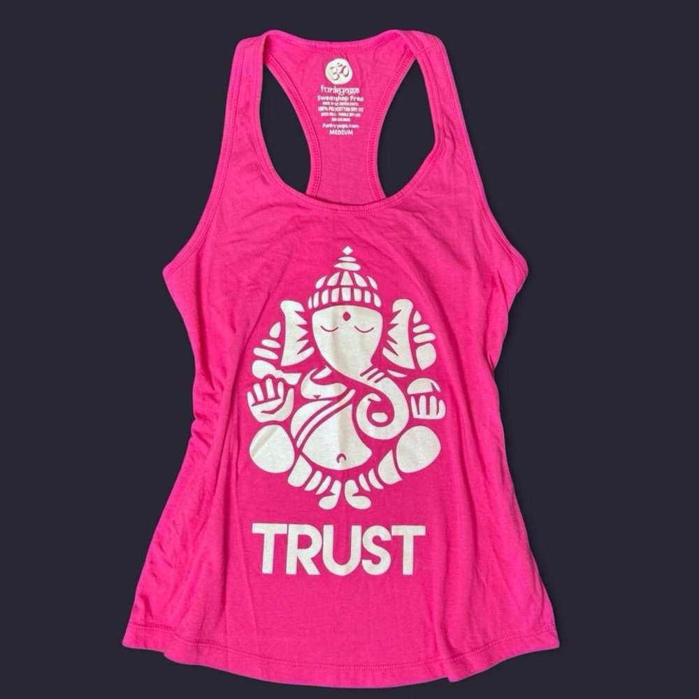 Pink Graphic Racerback Tank Top yoga zen Ganesh